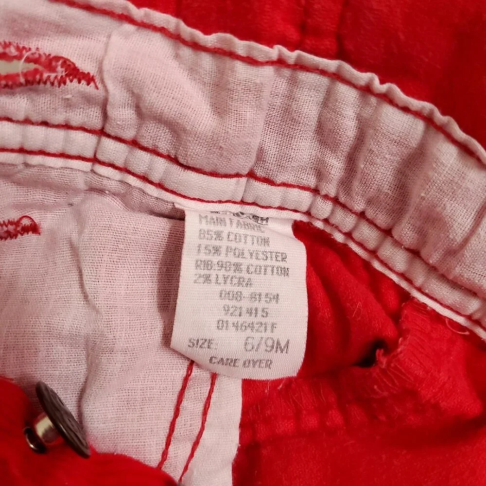 OshKosh B'Gosh Vintage Baby Corduroy Overalls Red 6-9 Months Vestbak USA